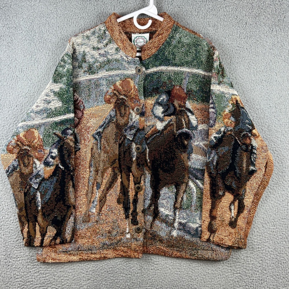 Sugar Street Weavers Horse Racing Tapestry Jacket Cotton Equestrian One Size USA